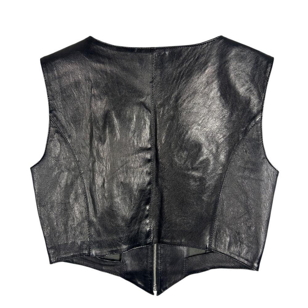 Cache Y2k Black Leather 90s Corset Front Zip Goth… - image 2